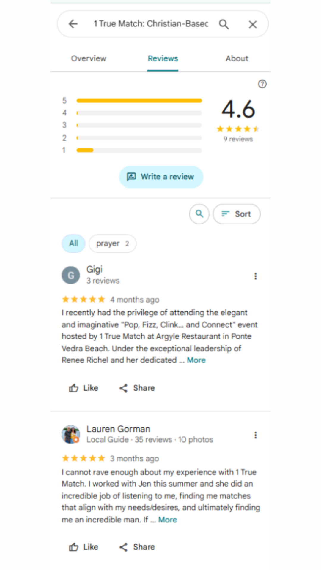 1 True Match review screenshot 1