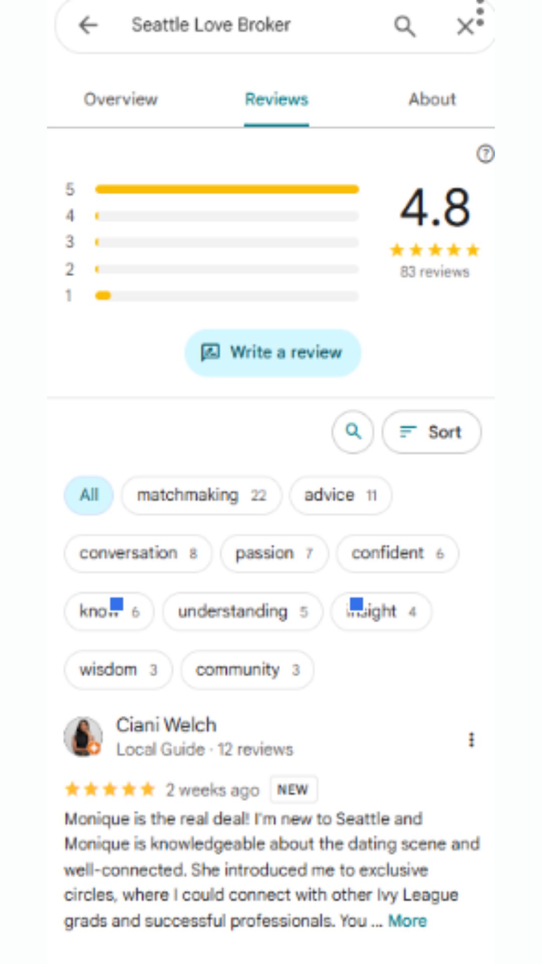 Seattle Love Broker review screenshot 1