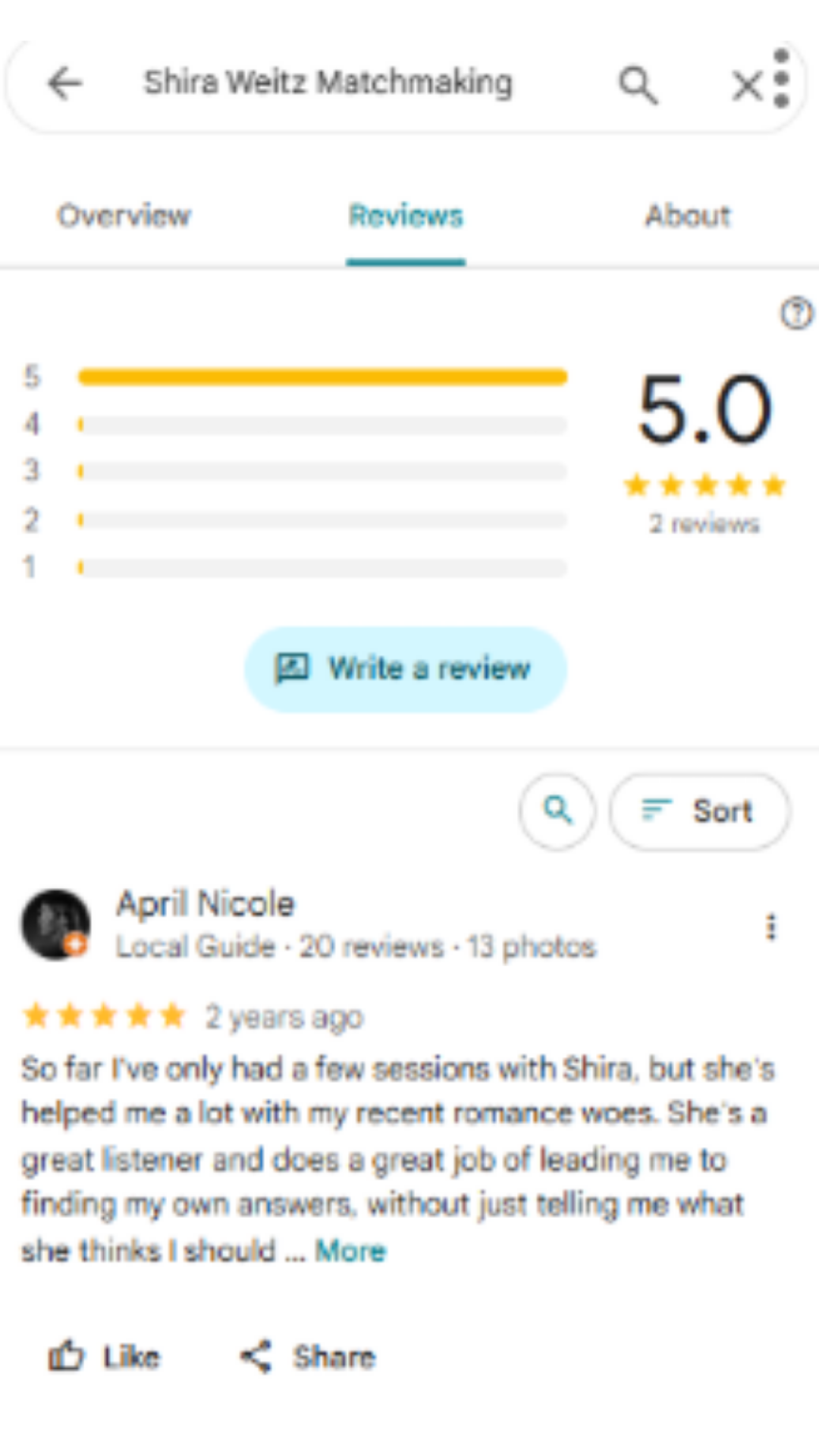 Shira Weitz Matchmaking review screenshot 1